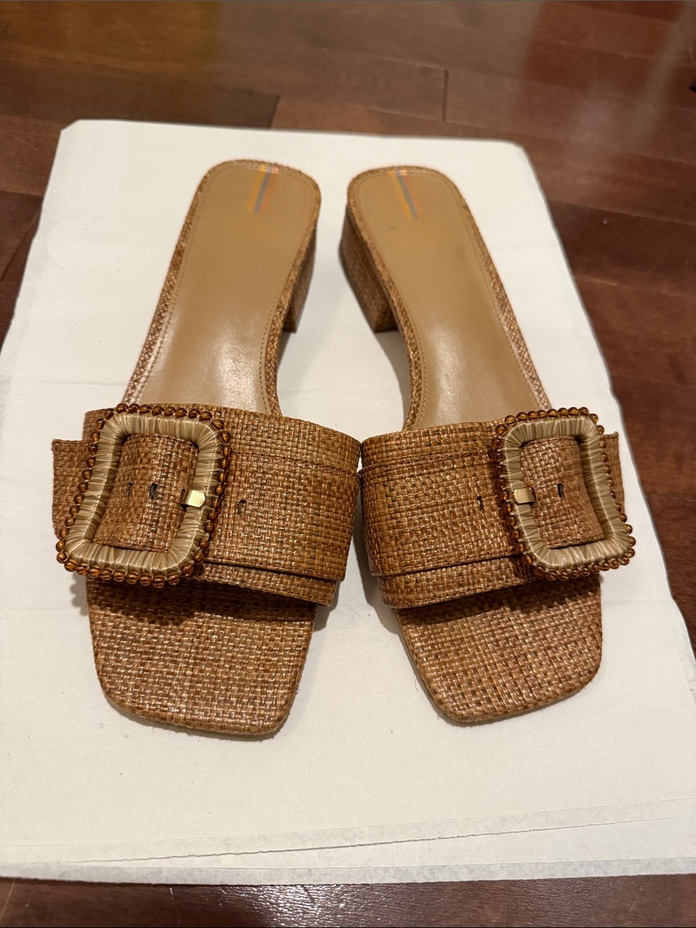 Sam Edelman Woven Buckle Slide Sandals in Brown